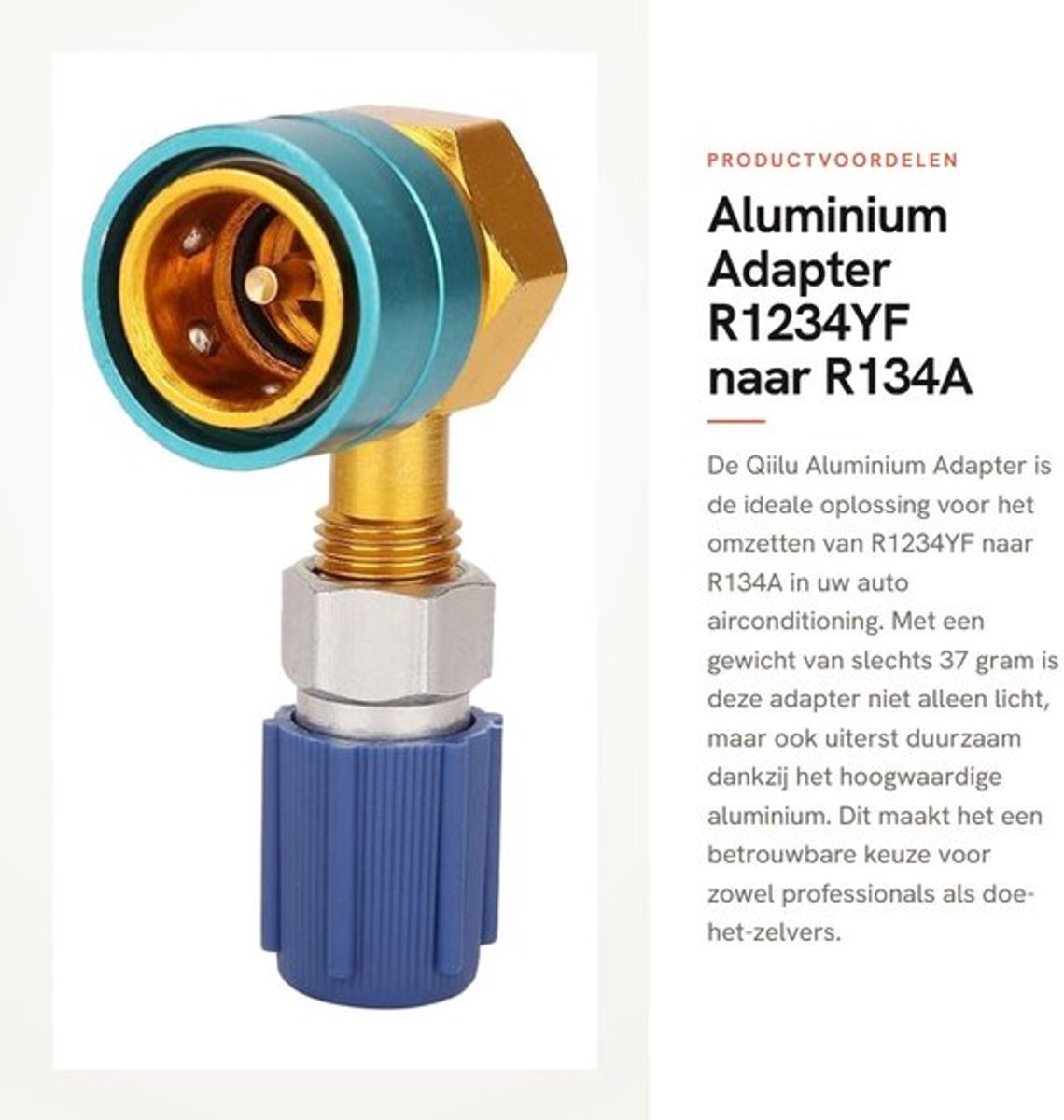Aluminium Adapter R1234YF naar R134A voor Auto Airconditioning