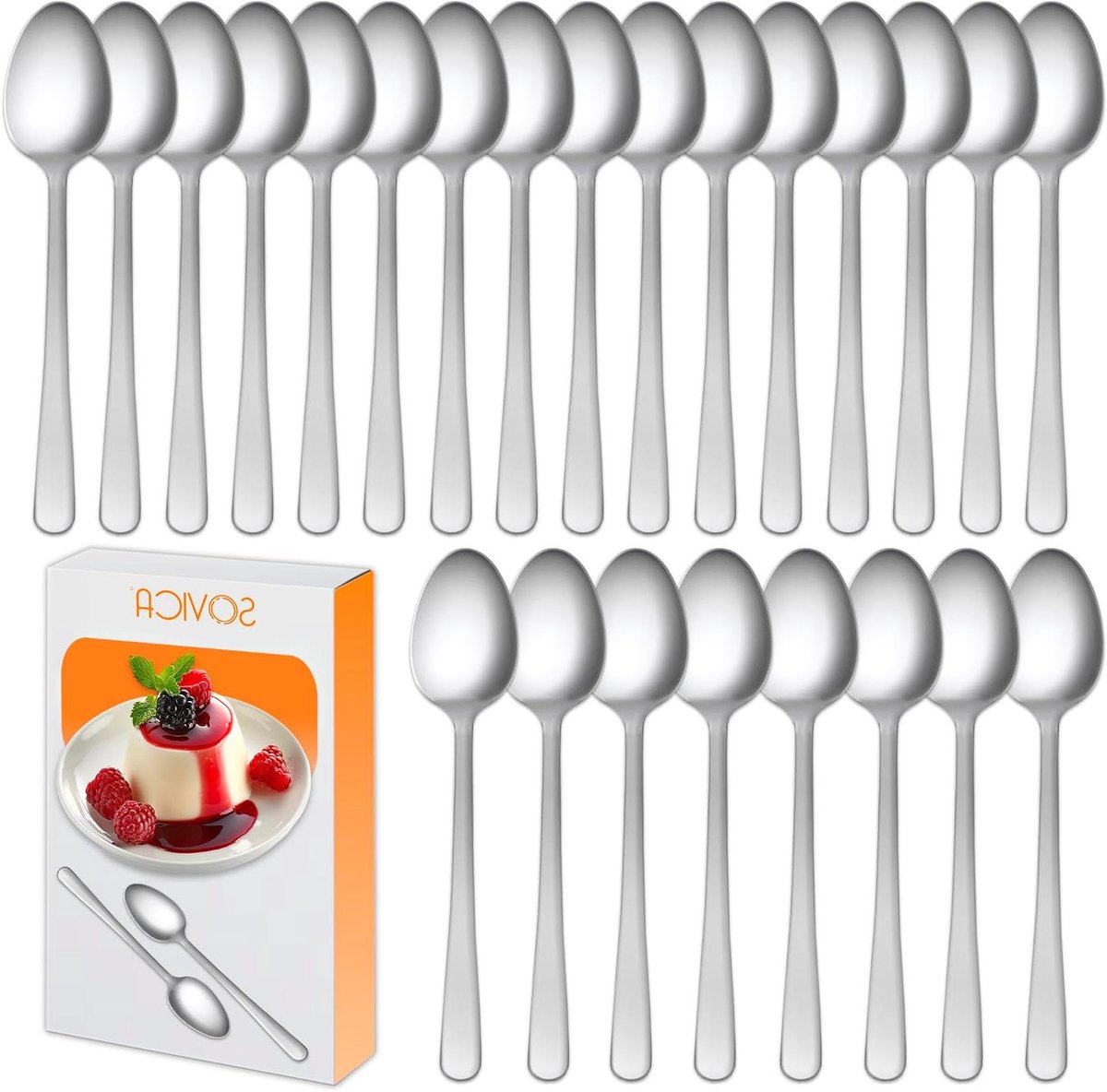 Dessertlepel Roestvrij Staal - IJslepel Yoghurtlepel - Desserts Eten - Gepolijst Oppervlak - 14 cm - Zilverkleurig