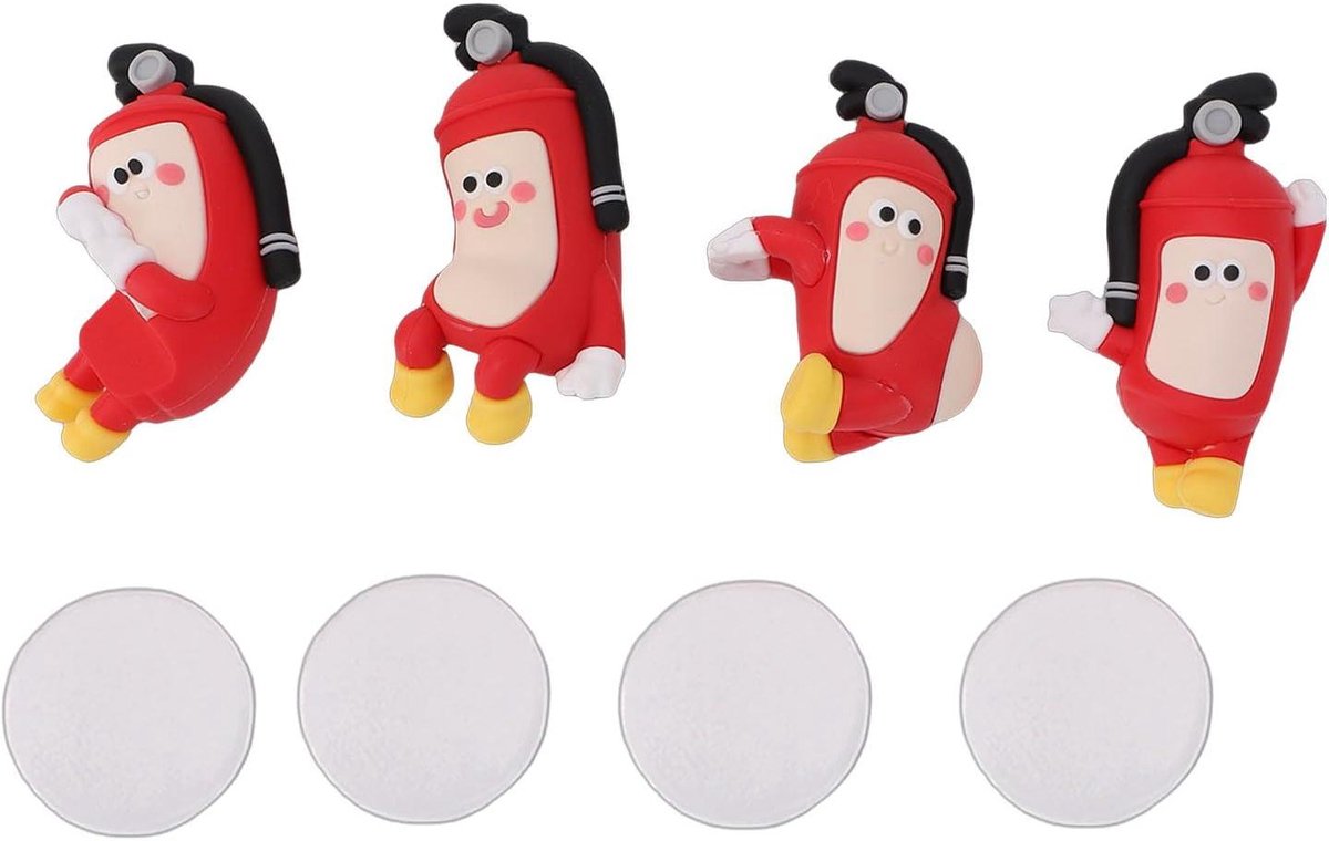 Mini Brandblusser Beeldjes - Hars Sculpturen - Bureau Decoratie - Speels Cartoon Ontwerp - 4 stuks - Niet gespecificeerd