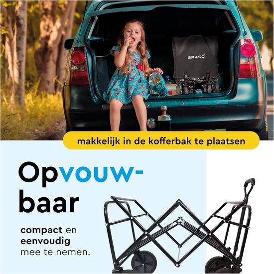 Bolderkar Opvouwbaar - Inklapbare Transportwagen - Spullen Vervoeren - Draaibare Wielen met Rem - 100 Liter - Zwart van Bolderkar Opvouwbaar — afbeelding 3