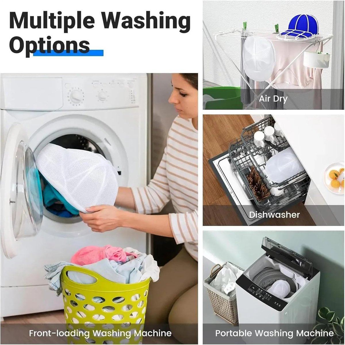 Hoeden Waskooi - Petten Wasmand - Hoeden Wassen - Behoudt Vorm Rand - N.v.t. - Zwart