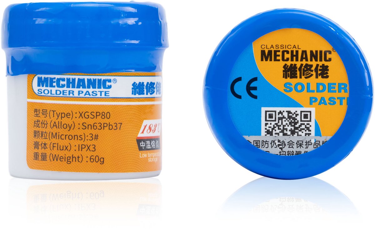 Rosfix Soldeerpasta XGSP80 60g - No Clean Zilverformule - Sn63Pb37, 183°C, 25–38µm