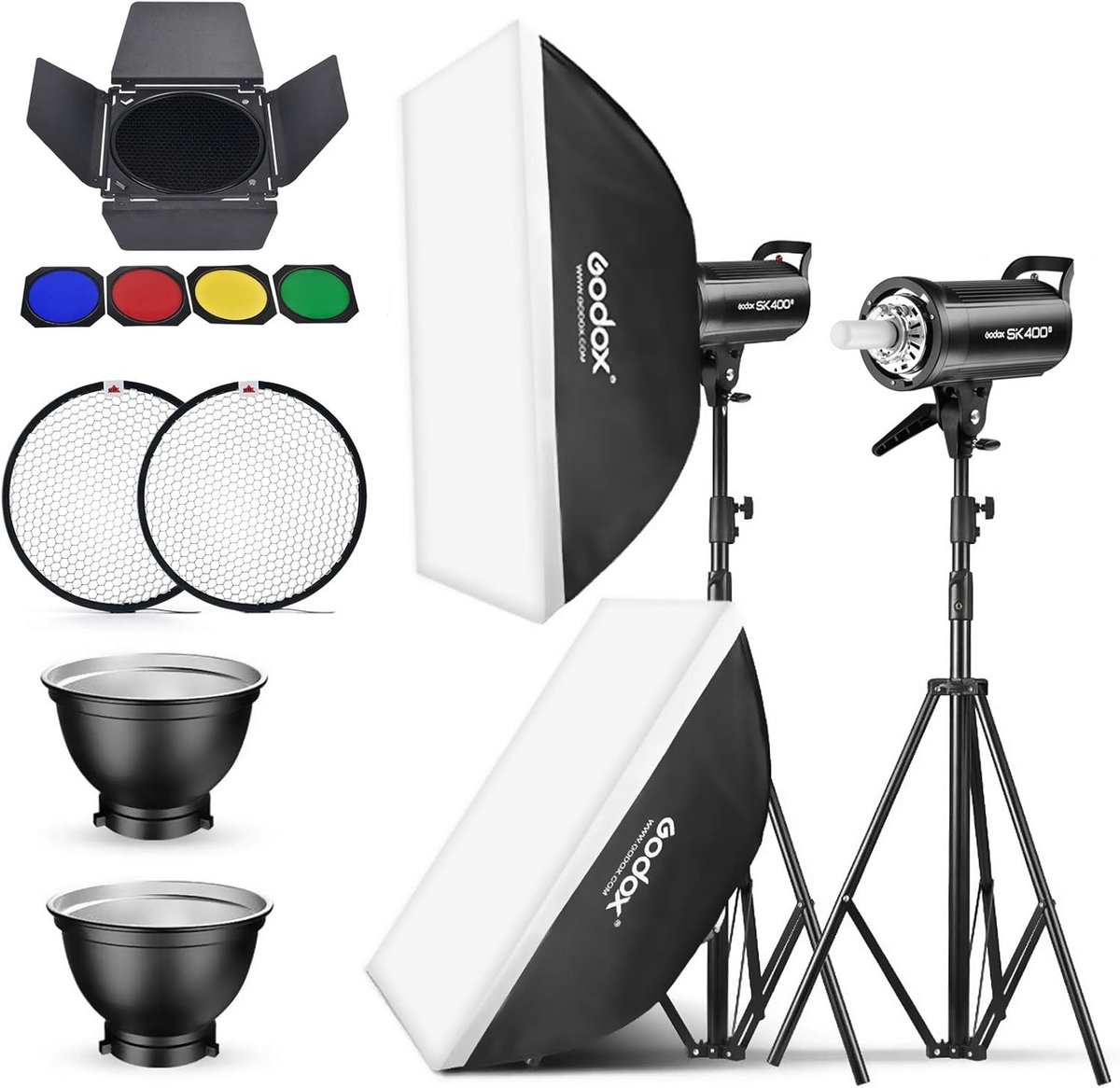 Professionele 800W Stroboscoop Flitsset voor Fotostudio en Portretfotografie met Lichtbox en Verlichtinghouder