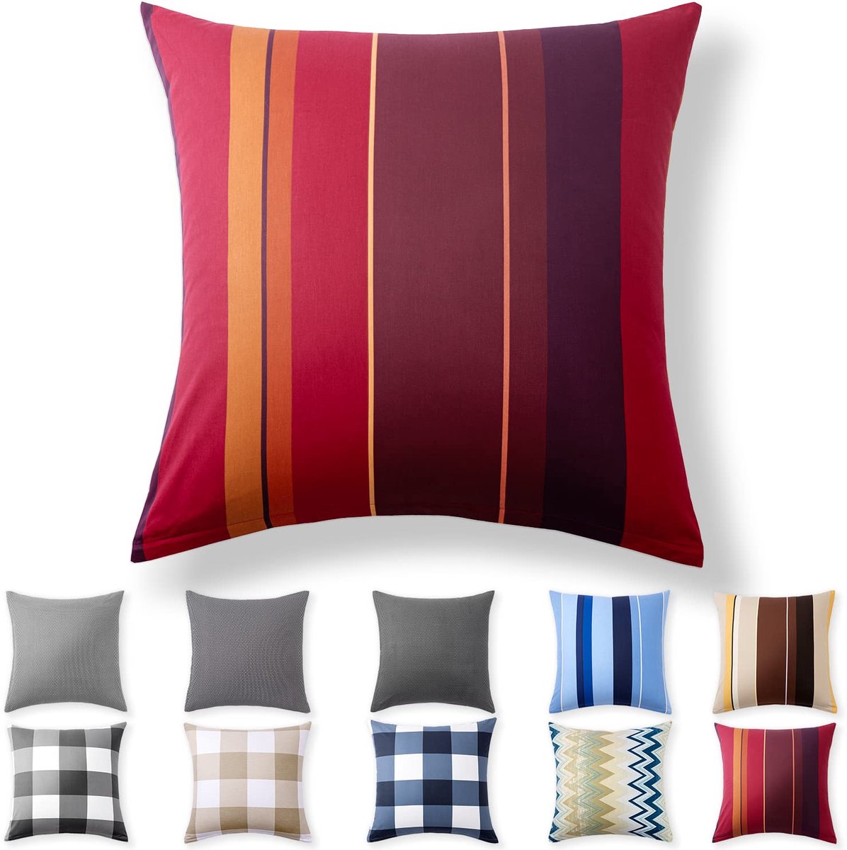 Kussenbezug 60 x 60 cm - 100% Katoen met Versteekte Rits, Karminrood