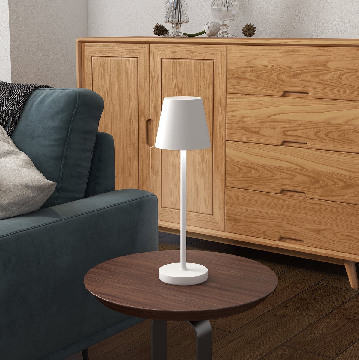 COVREO Tafellamp 11,2 cm, 36,5 cm wit metaal, 3 lichtkleuren en touchbediening