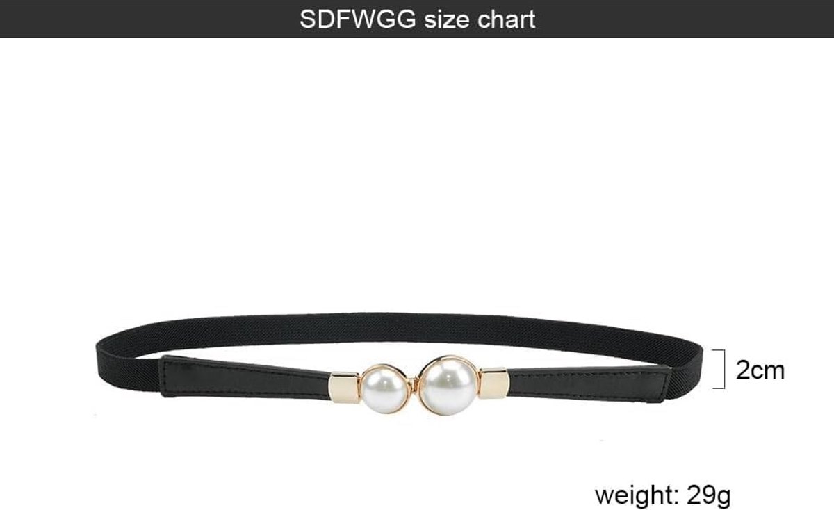 Elegante Damesriem met Kralen in Wit en Zwart - Lichtgewicht en Comfortabel, Verstelbaar voor Jurken, Jeans en Broeken