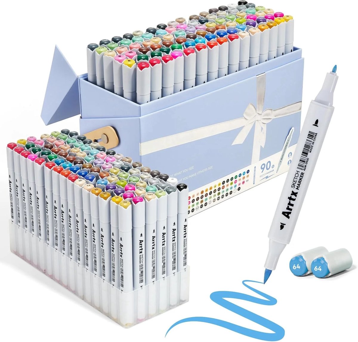 Arrtx - Alcohol based Art markers – set van 90 Brush & Fine