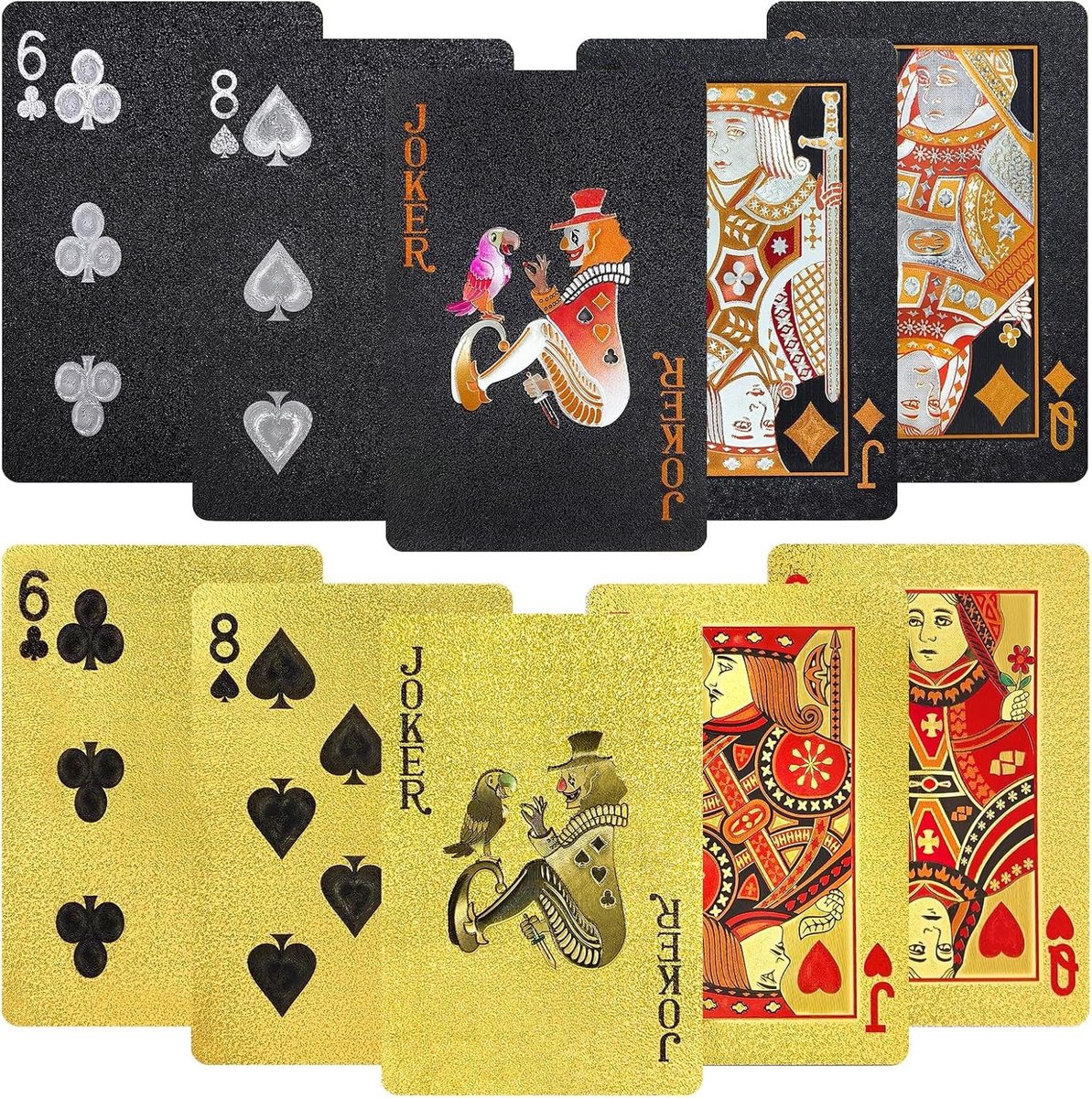 Waterdichte pokerkaarten in zwart en goud - Set van 2 deck speelkaarten voor ultiem speelplezier