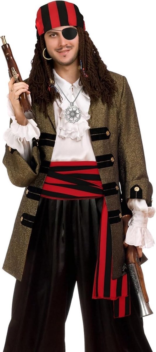 Piratenkostuum Accessoires Set van 5 - Piratenbandana, Ketting, Riem en Ooglapje voor Feestjes en Verkleedpartijen