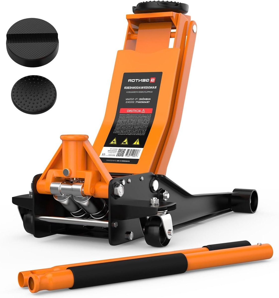 Hydraulische Krik - Autokrik Garagekrik - Auto Onderhoud - Extra Platte Constructie - 75-505 mm - Oranje