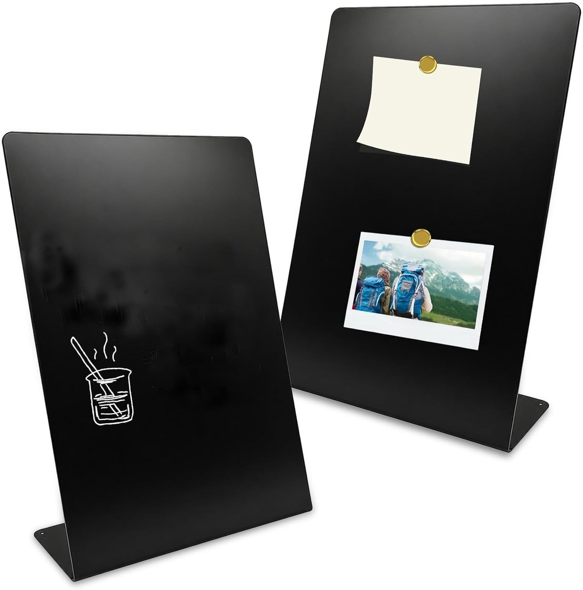 Set van 2 Magnetische Borden 35 x 25 cm - Zwart Metaal voor Notities, Foto's en Plannen in Keuken, Thuiswerkplek en School
