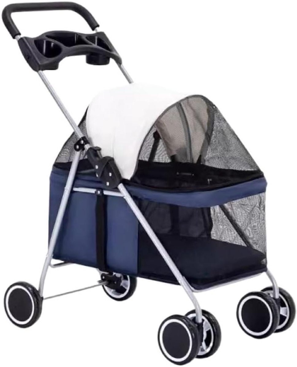 Hondenbuggy 4 Wielen - Huisdier Wandelwagen - Reizen met Huisdier - Opvouwbaar Draagbaar Ontwerp - 10 kg Draagvermogen - Zwart
