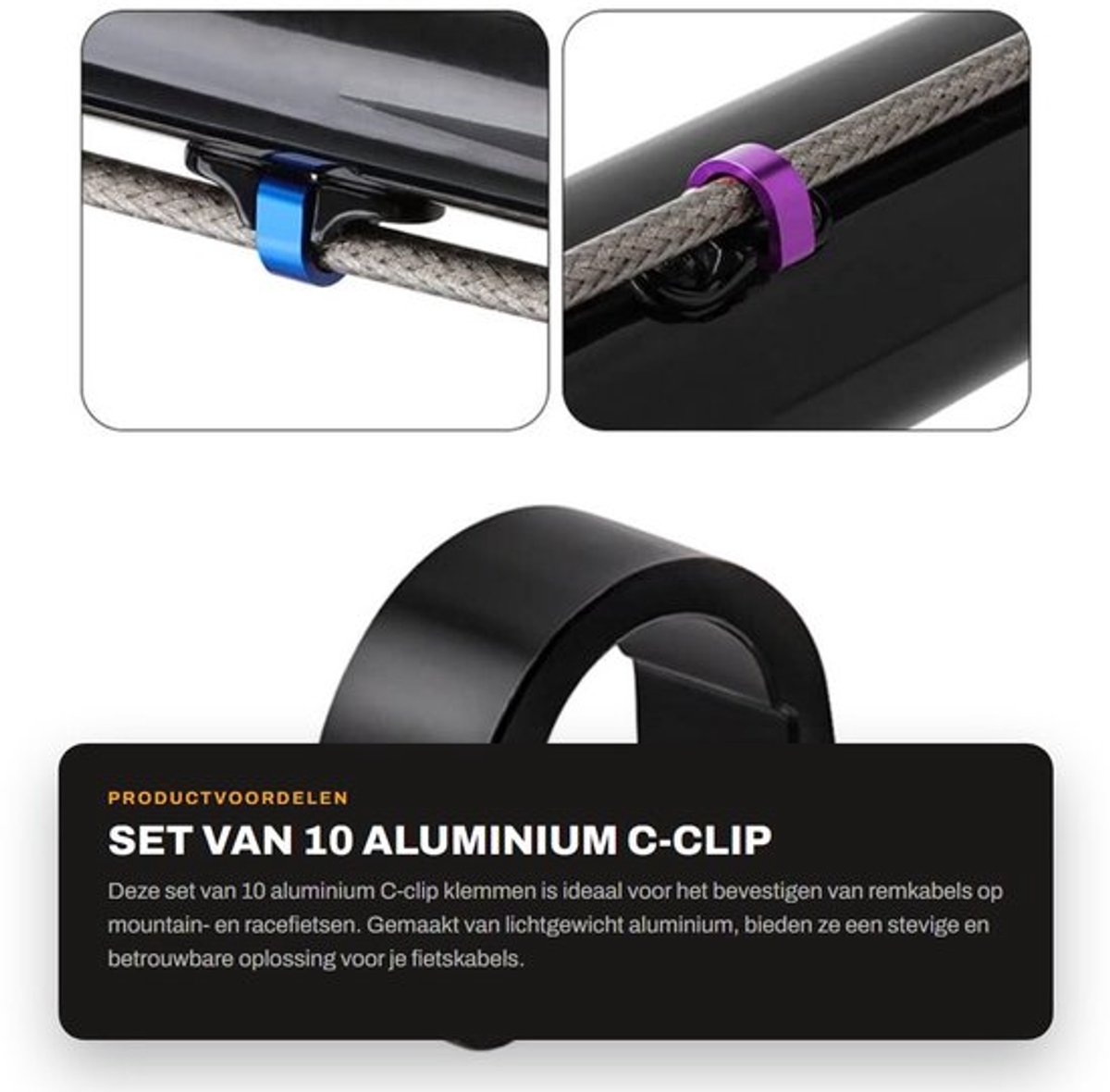 C-Clip Klemmen 10 Stuks - Kabelhouder - Kabelklemmen - Aluminiumlegering - Slanggeleiding - Geschikt voor MTB/Racefiets - Kabelklem