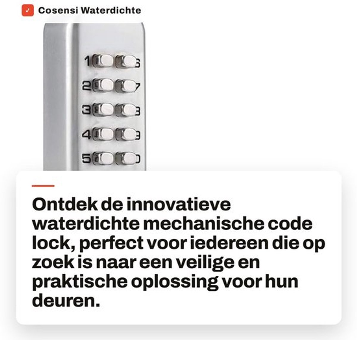 Waterdichte Mechanische Code Lock - Code Combinatie Deurslot - Sleutelloze Beveiliging - Geschikt voor Houten Deuren - Ideaal voor Kantoo...