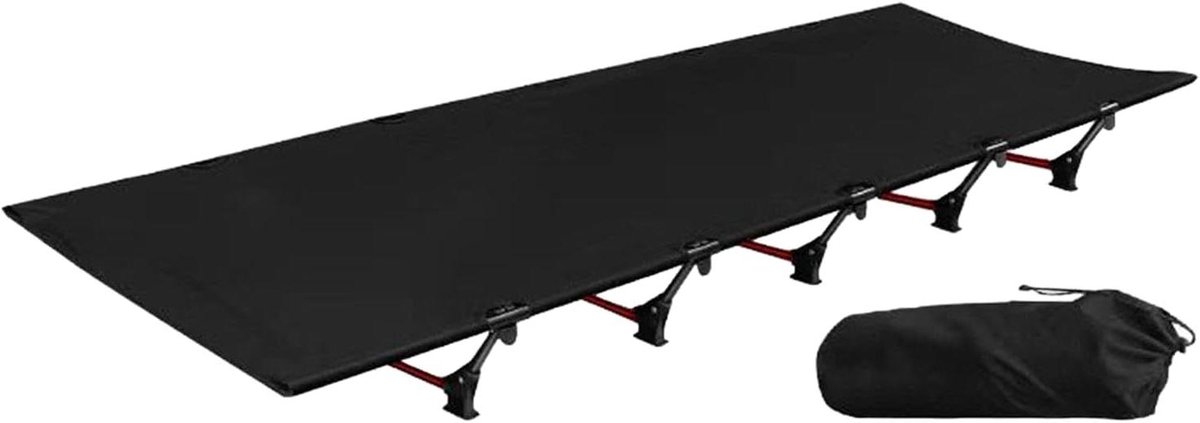 Campingbed - Kampeerbedje Buitenbed - Buiten Slapen - Opvouwbaar Aluminium Frame - 190 x 60 x 16 cm - Zwart
