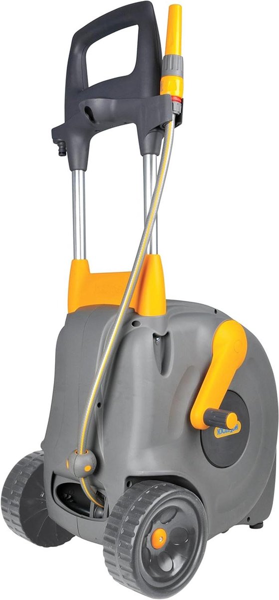 Slangkar op wielen - Slanghouder met slang - Tuin bewateren - Automatisch oprolsysteem - 40 meter slang - Grijs