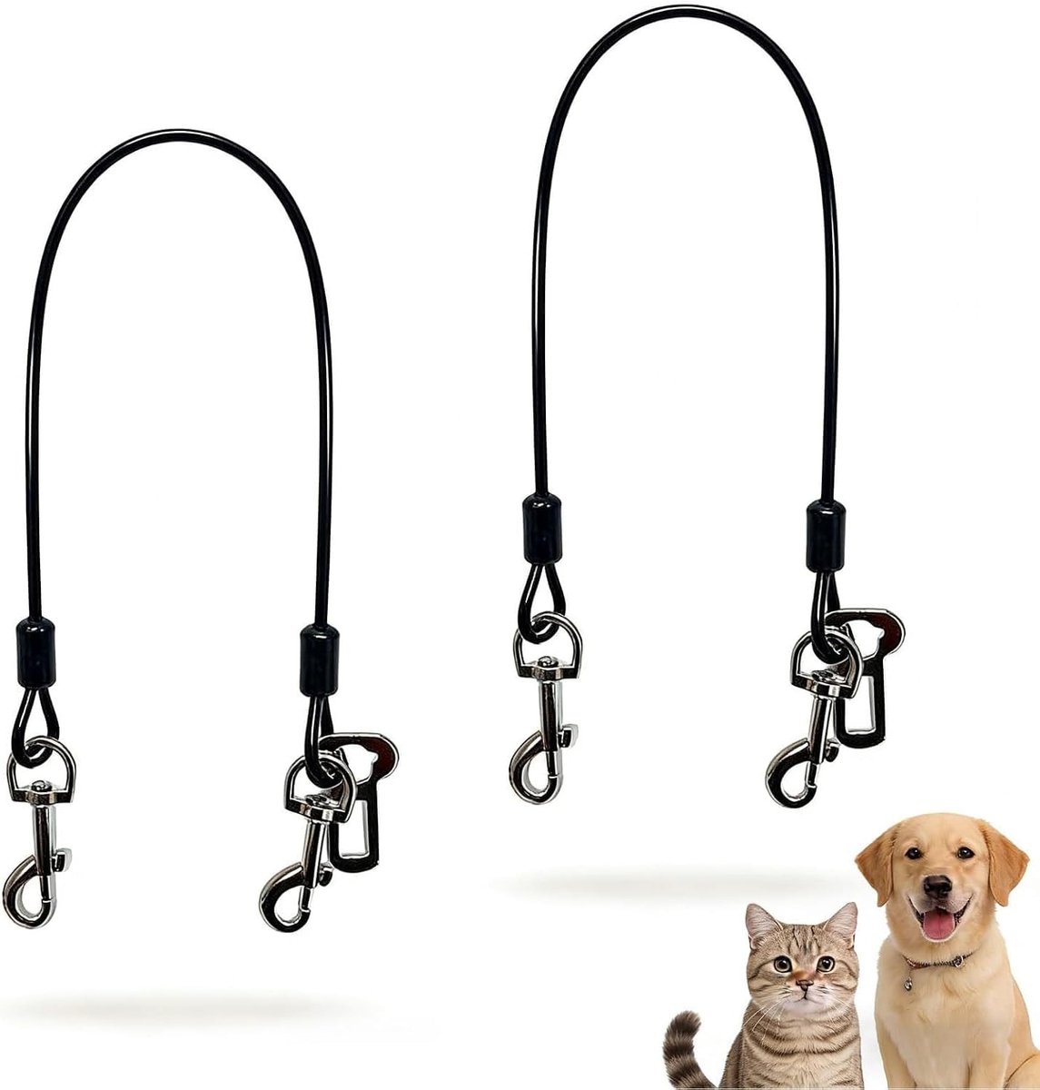 Robuuste hondenriem van touw, anti-bijt, 60 cm lang, ideaal voor kleine en grote honden, perfect voor buiten en sportactiviteiten (2 stuks)