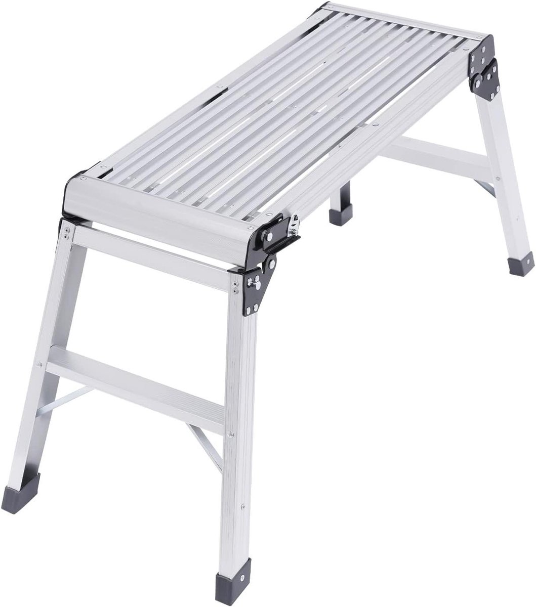 Werkplatform Ladder - Vouwbank Opstap - Klus Klussen - Stabiliteit en Veiligheid - 150 kg Draagvermogen - Zilver