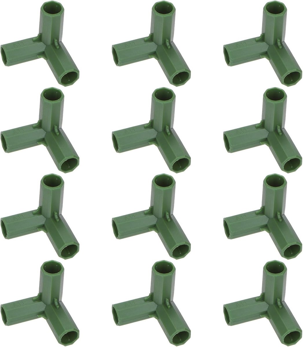 12pcs 11mm Kassenframe Bouwconnectoren, 3-Weg Hoekverbinding voor Druivenpergola, Zonwerende Schuur en Tuinplanten Steunen, Kassen Accessoires voor Tuinieren