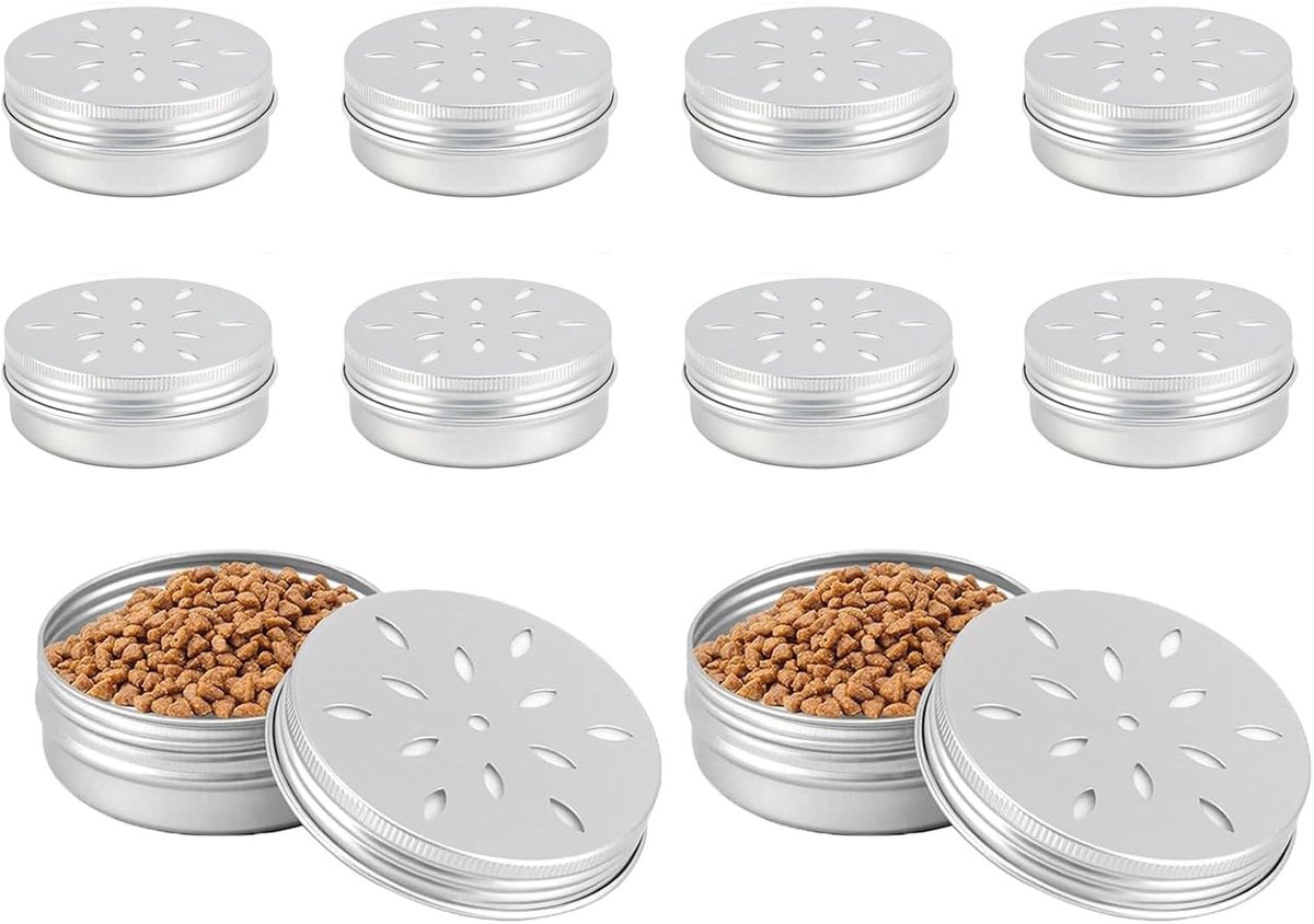 Set van 10 geurcontainers voor honden met ventilatieontwerp, ideaal voor geurtraining, aluminium potten voor het verminderen van hondenluchtjes, geurpotten voor neuswerk en huisfragrance, duurzaam en praktisch