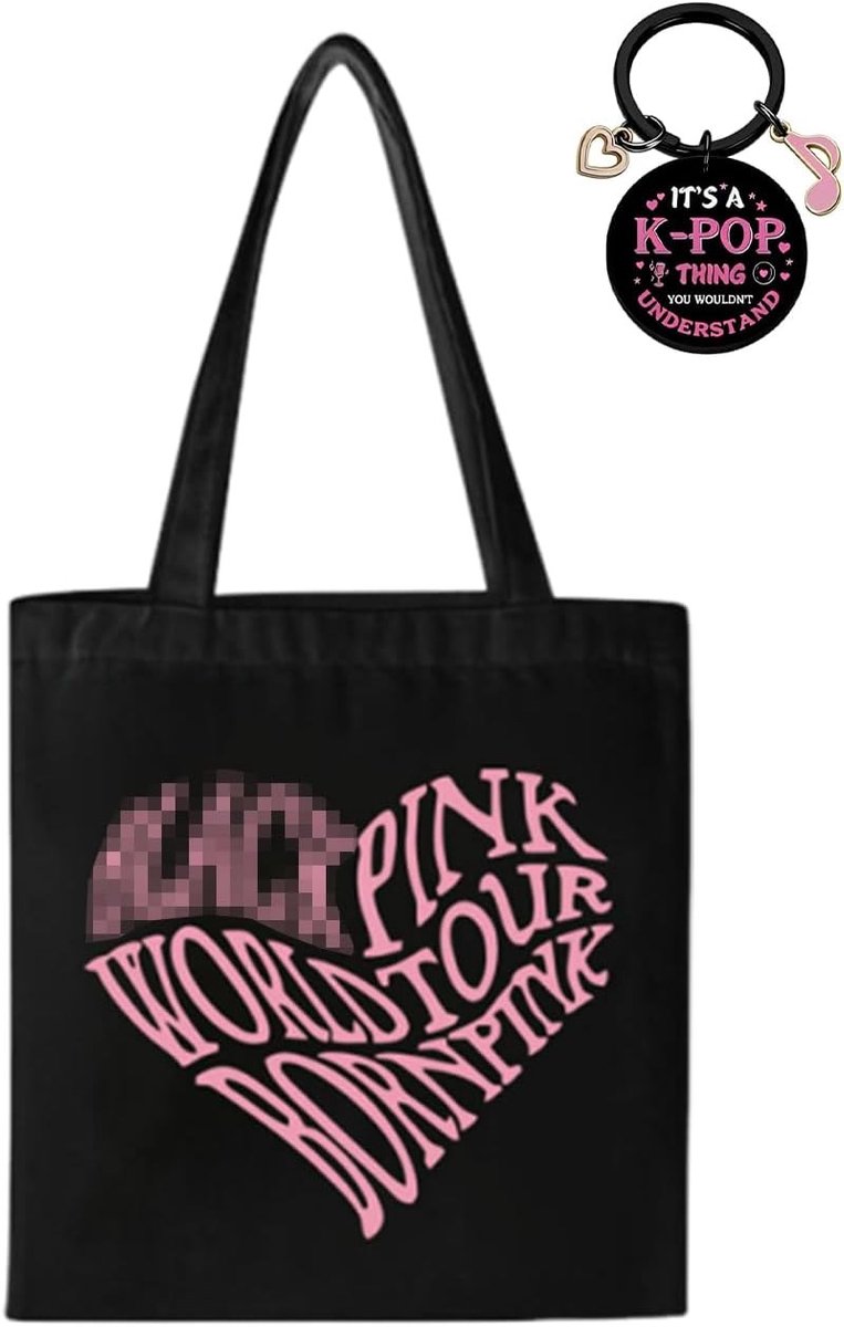 Kado Set voor Fans: Canvas Tas en Sleutelhanger - 2-delige Kpop Merchandise Accessoires in Blink Stijl