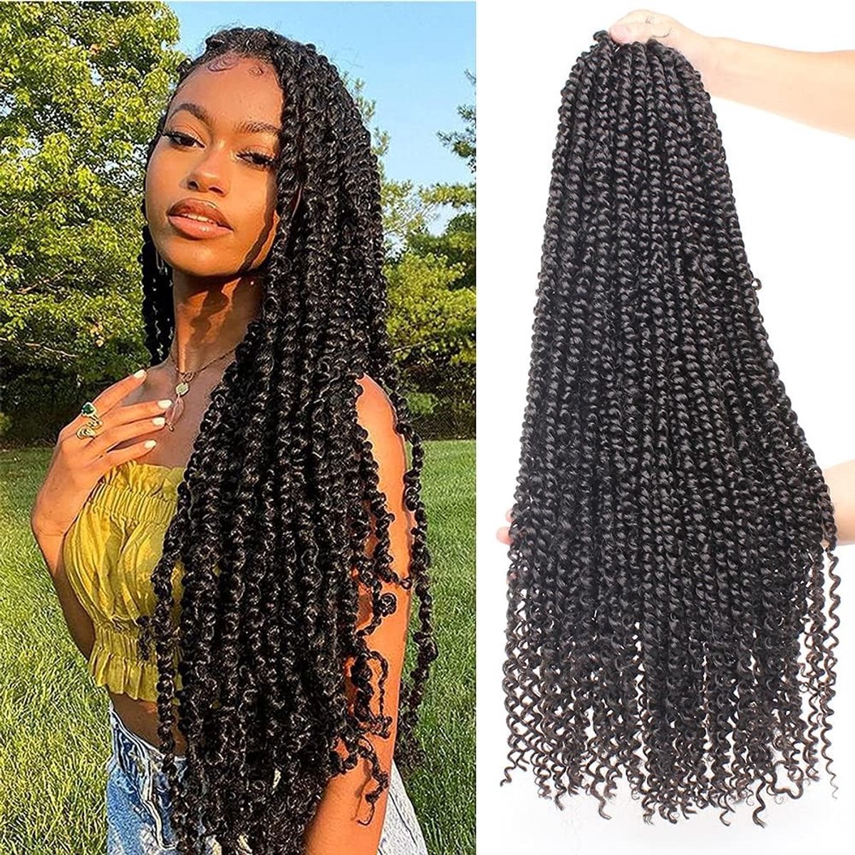 Pre-twisted Passion Twist Haar 22 inch Bohemian Water Wave Haak Krullend Haar 6 Packs met 15 Strengen per Pack voor Volumineuze Haarstijl en Gemakkelijk Te Vlechten