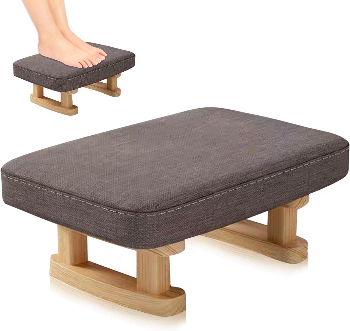 Voetkruk Ottomaans - Voetensteun Poef - Ontspanning Thuis - Afneembare Zitting - 40 x 29 x 18 cm - Grijs