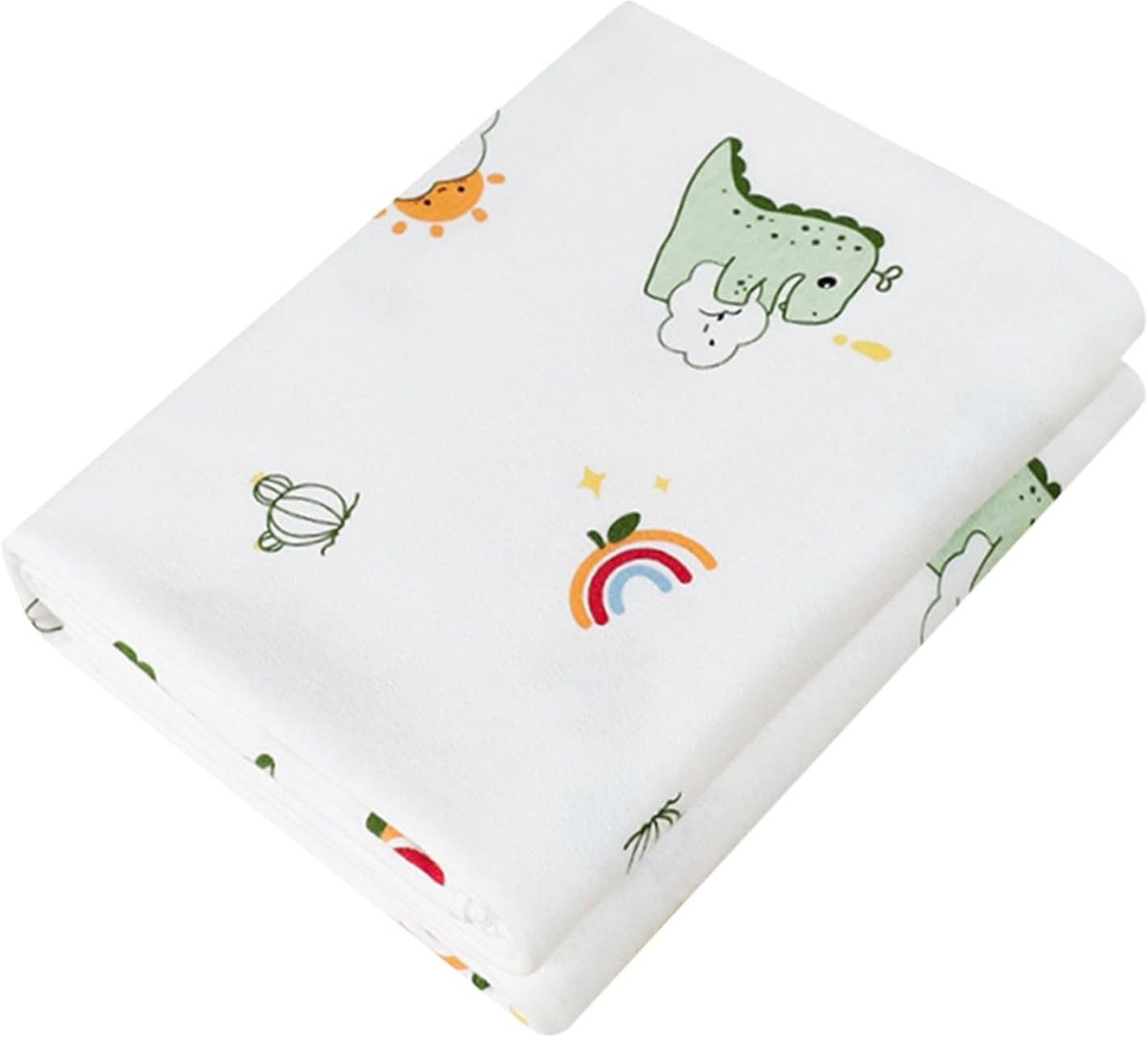 Zachte Muslin Doeken voor Baby's - Ademend Katoenen Swaddle en Babydeken - 85 x 85 cm, Regenboog Dino Ontwerp, Perfect voor Pasgeborenen en Kinderen