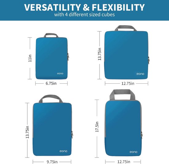 Verpakkingskubussen - Bagage organizers - Reis bagage organiseren - Comprimeerbaar ontwerp - 3/4/6 delig - Blauw — afbeelding 4