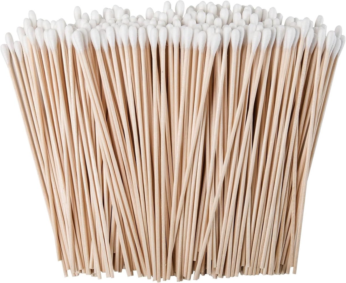 Katoenen wattenstaafjes met lange handgreep van 15 cm - ronde kop - 300 stuks - perfect voor schoonmaak en cosmetica gebruik