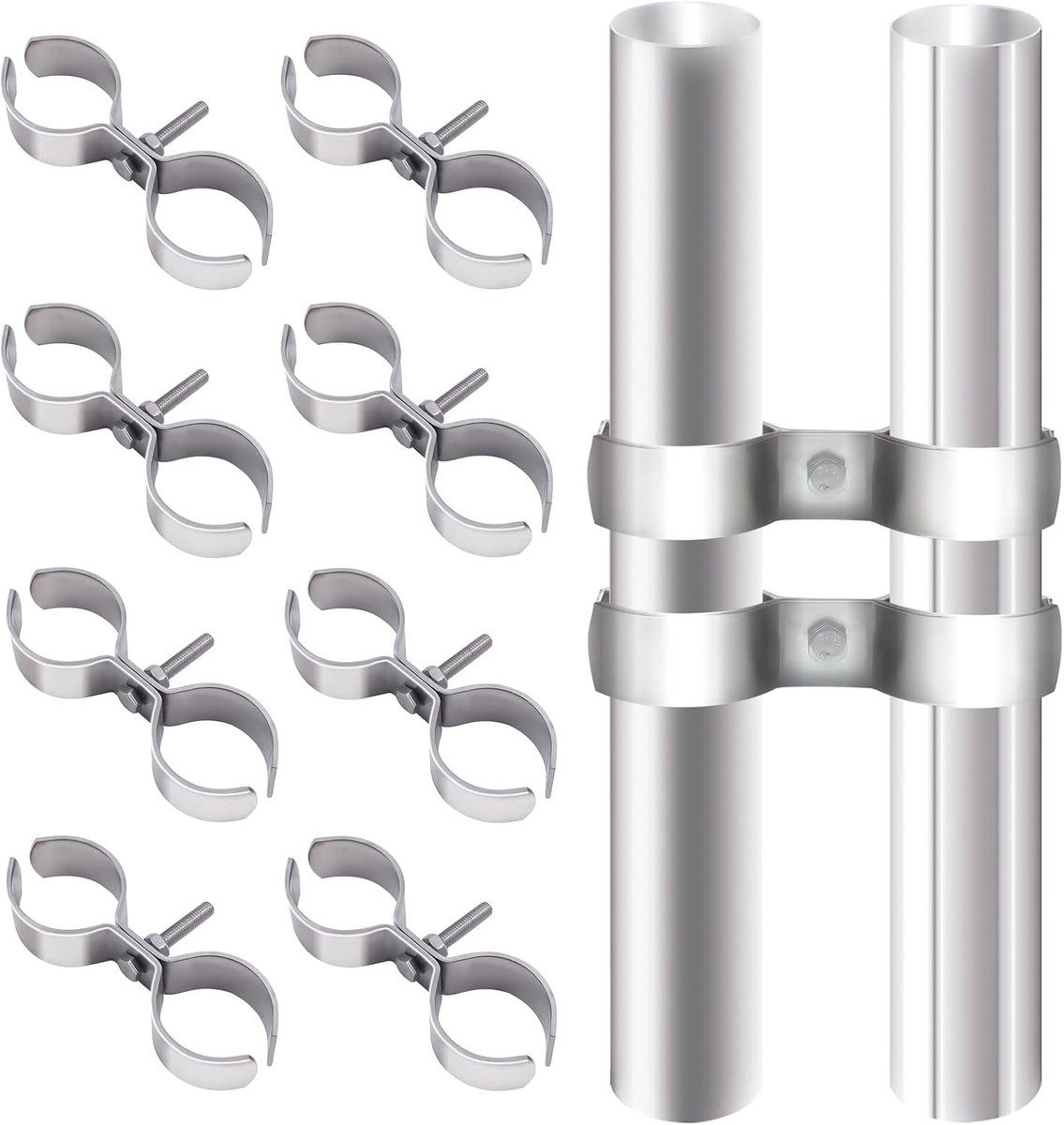 Set van 10 Dubbele Slangklemmen voor 32mm Buizen - RVS Klemmen voor Buizen, Meubels en Verbindingen