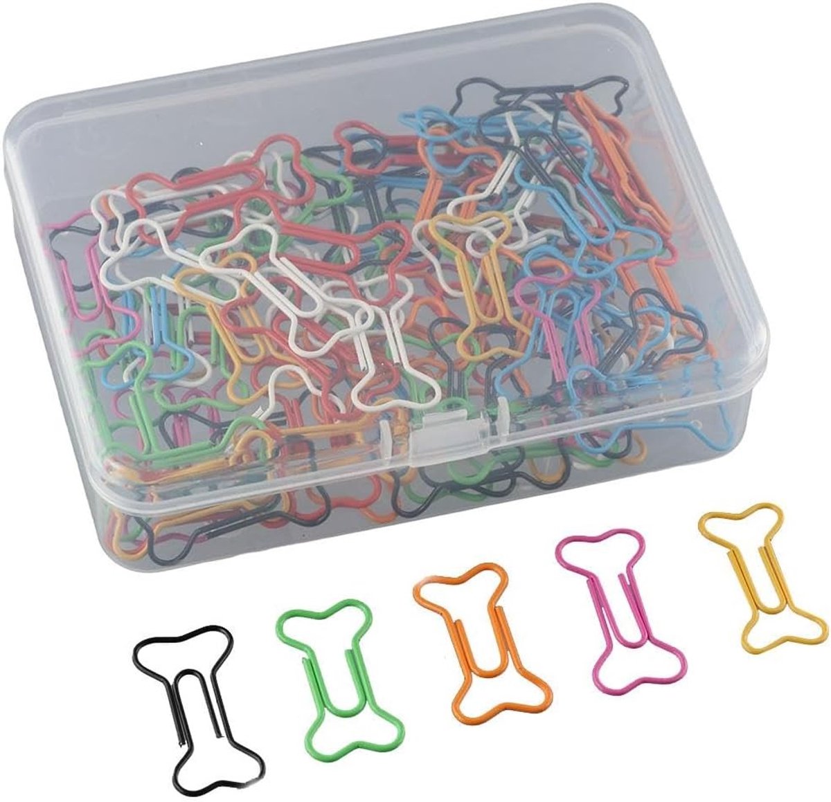 Kleurrijke Papieren Clips in Hond Bot Vorm - 100 Stuks, Duurzaam en Roestvrij, Perfect voor Kantoor en Persoonlijk Gebruik, Organiseer je Documenten met Stijl