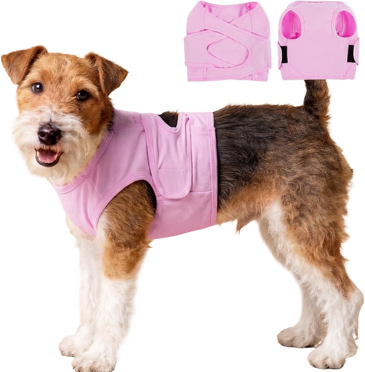 Verstelbaar herstelpak voor honden, comfortabel buikdoek voor wondbescherming, voorkomt likken en krabben, ademend en praktisch (roze, XS)