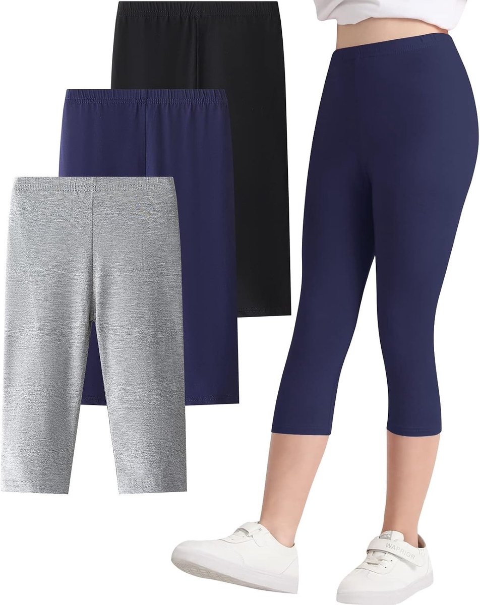 Meisjes 3/4 Leggings en Capri Shorts Set van 3 - Comfortabele Zomer Kleding voor Kinderen