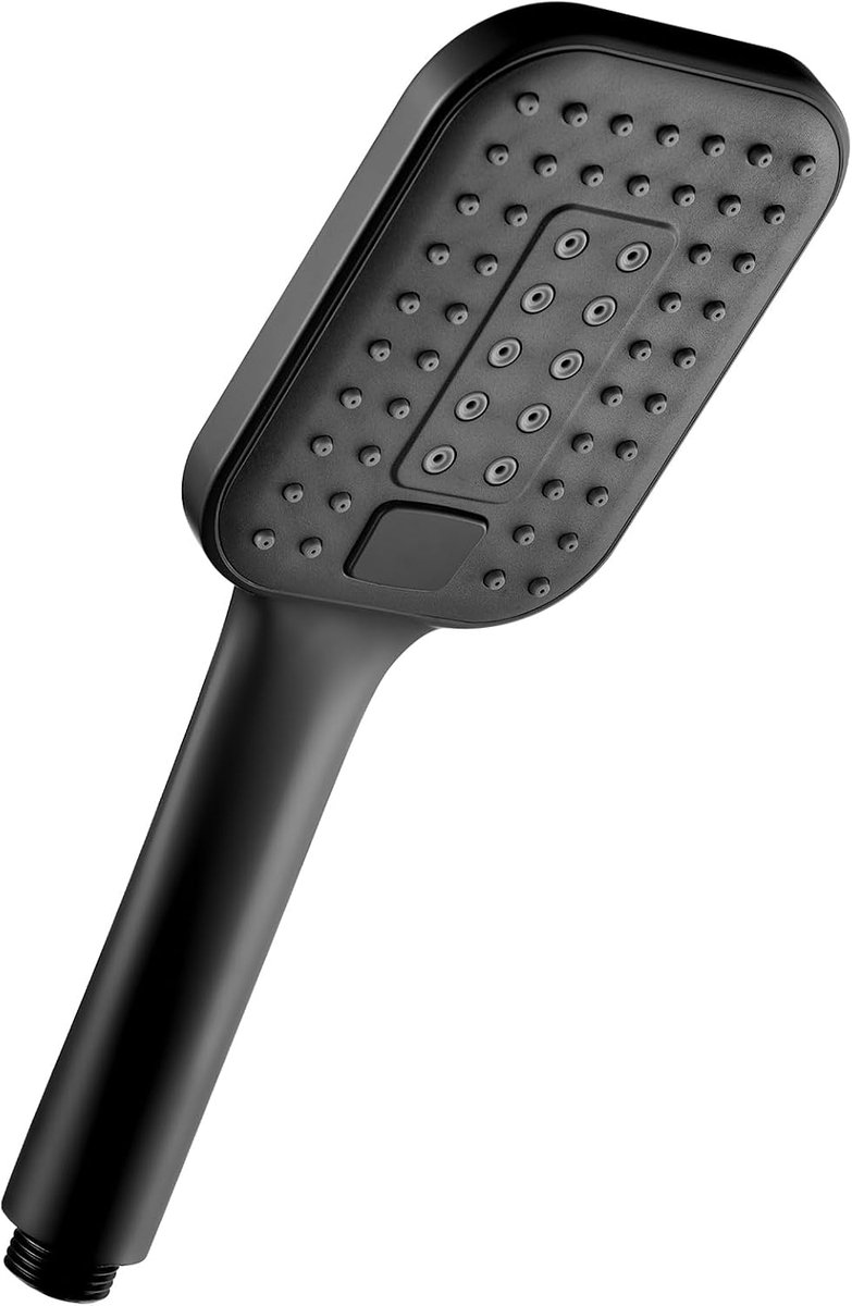 Douchekop met 3 sproeimodi - Grote waterbesparende handdouche - Vierkant 12x9 cm - Gitzwart - ShopVlot