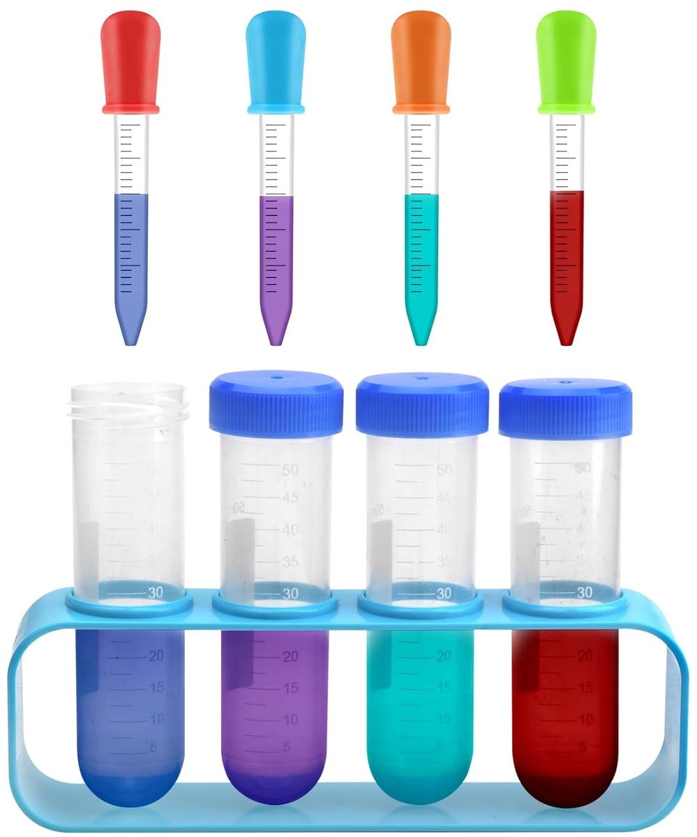 Pipette Set voor Kinderen - 9 Stuks Plastic Pipettes van 5 ml met Testbuizen en Stand voor Creatieve Laboratorium Experimenten en Educatief Spel