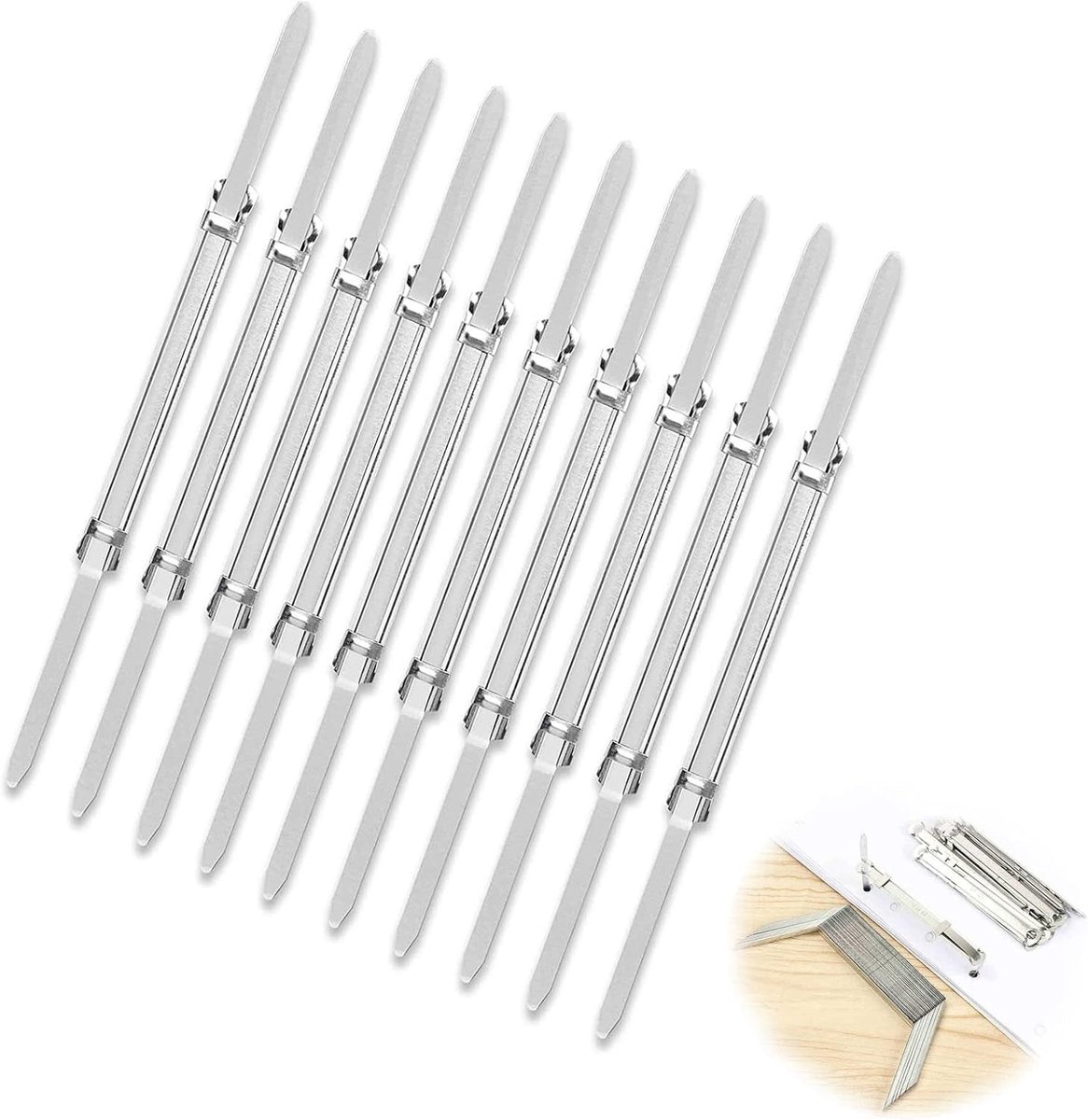 100 Stuks Paper Fasteners met 2-Hole Ontwerp, Ideaal voor Kantoor, School en Thuisgebruik, Metalen Binder Clips en Binding Klemmen