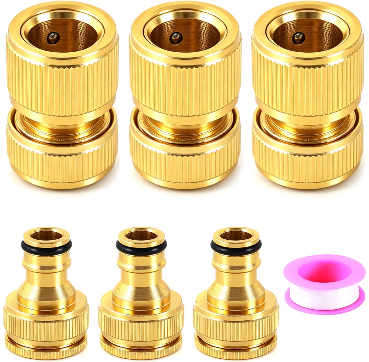 Tuinslangconnectorset 6 stuks - 2-in-1 kraanadapter - 1/2 inch en 3/4 inch binnendraad - eenvoudig aansluiten - ShopVlot