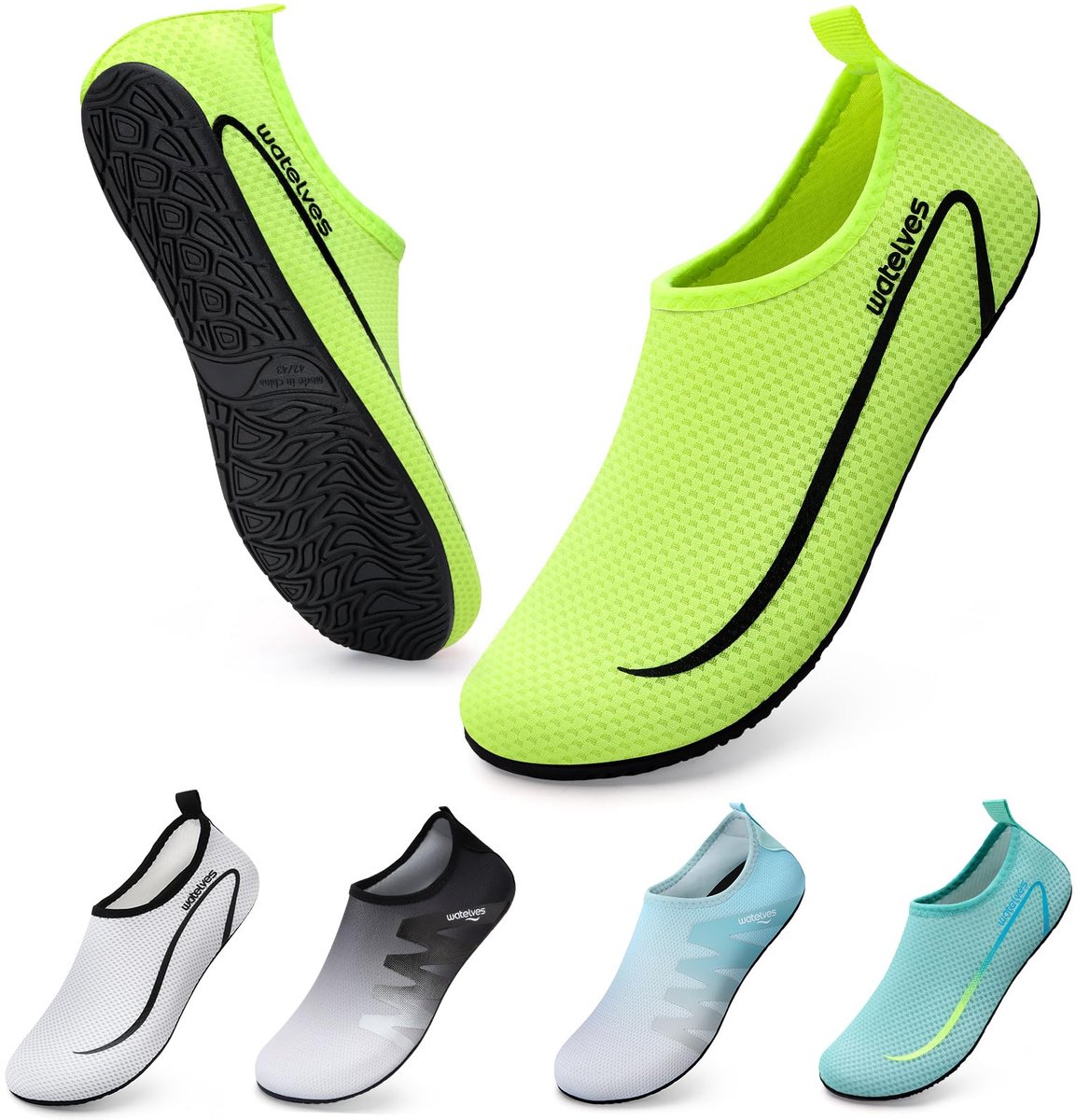 WateLves Waterschoenen, badschoenen, dames, heren, aquaschoenen, strandschoenen, sneldrogend, slip-on ademende - ShopVlot