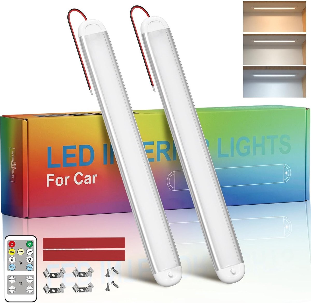 LED Verlichtingsbalk met Afstandsbediening - Wit - 12V - Dimbare LED Verlichting - Voor Campers en Voertuigen