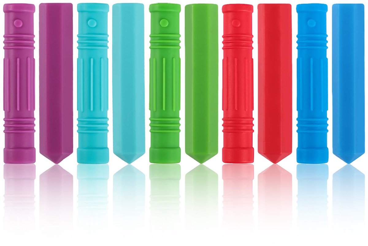 ANSUG 10 stuks kauwbeschermpennen, kauwpotlood, potloodtopper, kauwpen, pen, kauwopzetstukken - ShopVlot