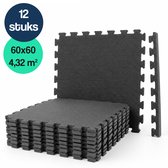 Hulser Puzzelmat - 60 x 60 x 1,2cm - 12 stuks - 4,32m2 - EVA foam mat - Fitnessmat ondergrond - Vloerbeschermer tegels - Rubberen isolatiemat extra dik - Fitness vloer ondertegels - Sportvloer - Worstelmat - Tenttapijt schuimmat - Zwembad