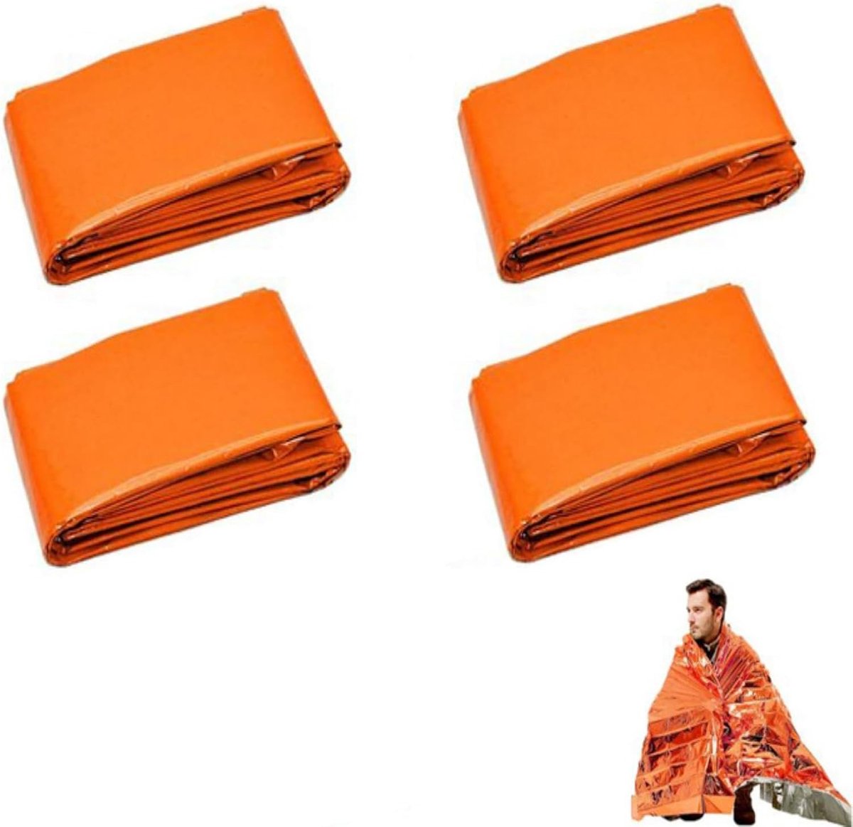 Reddingsdeken - Oranje - 130 x 210 cm - Waterdichte Noodslaapzak - Voor Kamperen en Wandelen