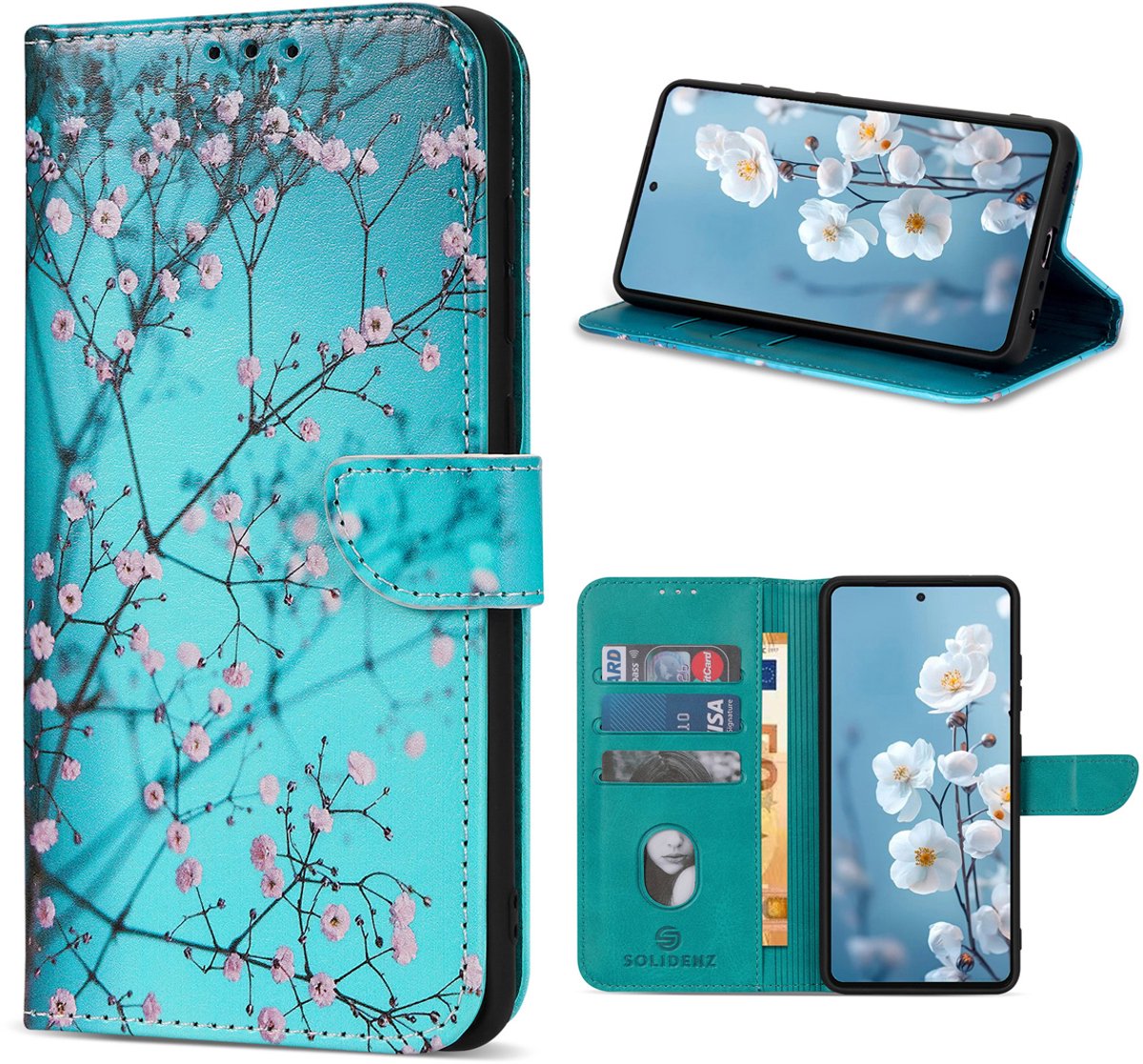 Multimedia & Accessoires Stijlvol Bookcase Hoesje met Sierkers-Print geschikt voor Samsung Galaxy S26 - Blauw - 3 Pasjeshouders - Geldvak Kickstand - Magnetische Sluiting
