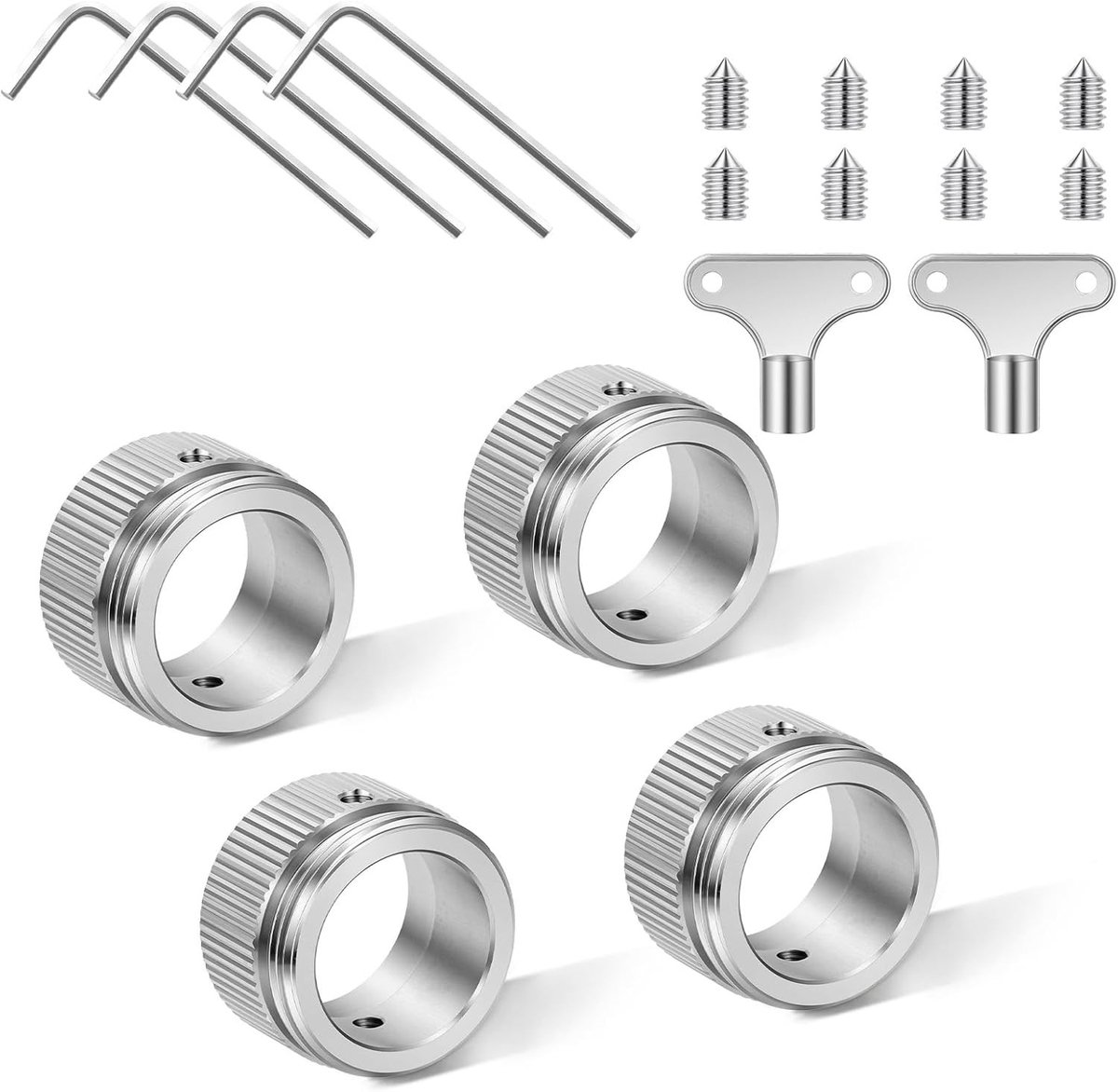 Set van 4 RVS Verwarmingsventiel Adapters voor Radiatoren, Thermostaat M30×1.5, Binnen diameter 22mm, Geschikt voor RA/Rav/Ravl Radiator Ventielen