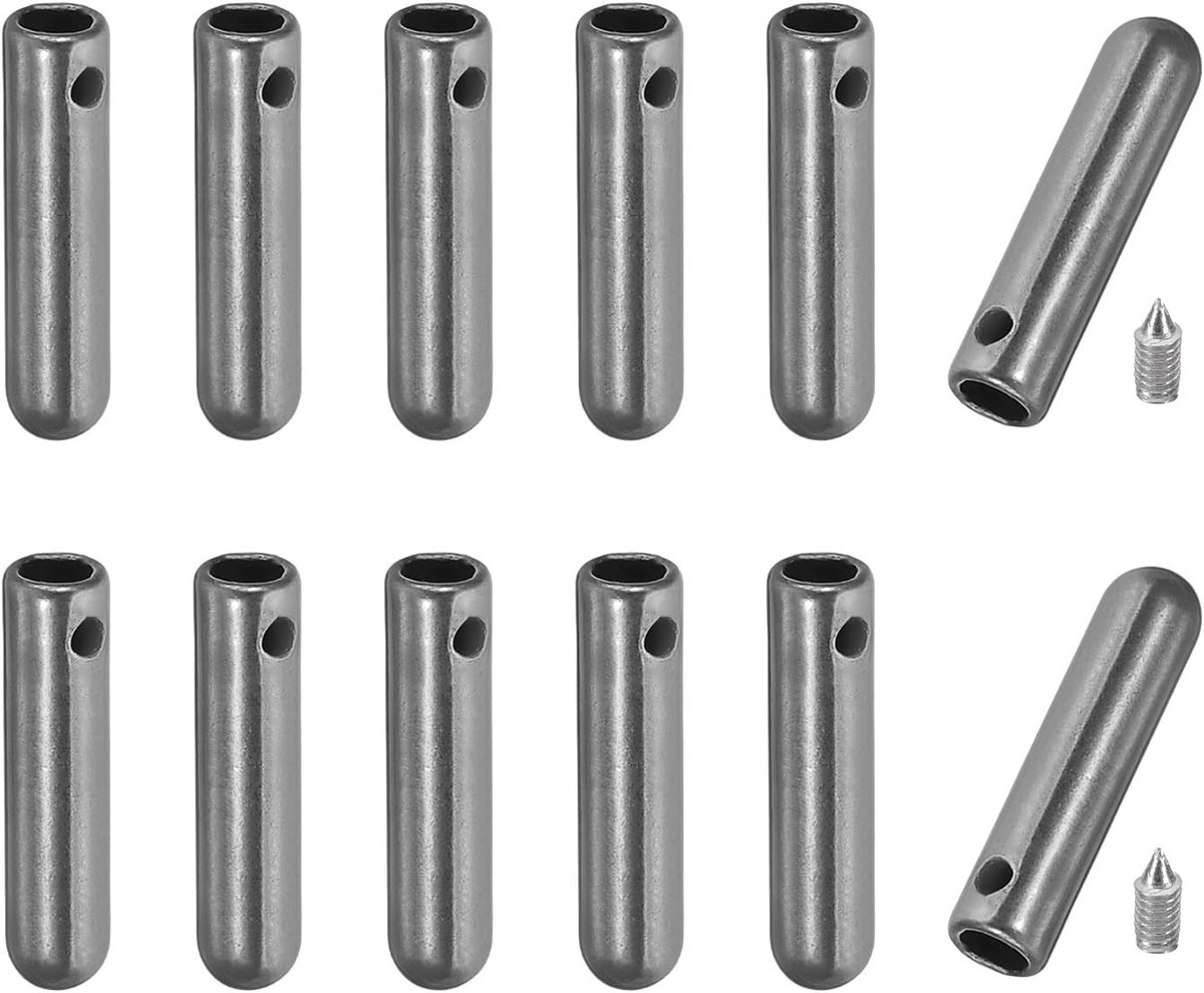 12 Stuks Schoenveters Tips met Schroef, 25mm Cilindrische Aglets voor Schoenveters, Vervangende Eindkappen voor Schoenen