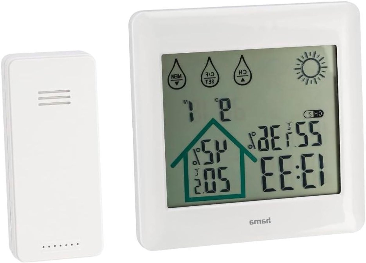 Draadloos Weerstation - Buiten Sensor - Weersvoorspelling Thuis - Binnen Buiten Meting - 50m Bereik - Wit