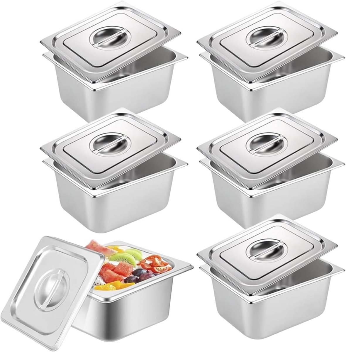 Edelstalen Voedselcontainer 1/6 Grootte - 2,6 Zoll Diep - Ideaal voor Catering, Buffetten en Feestjes