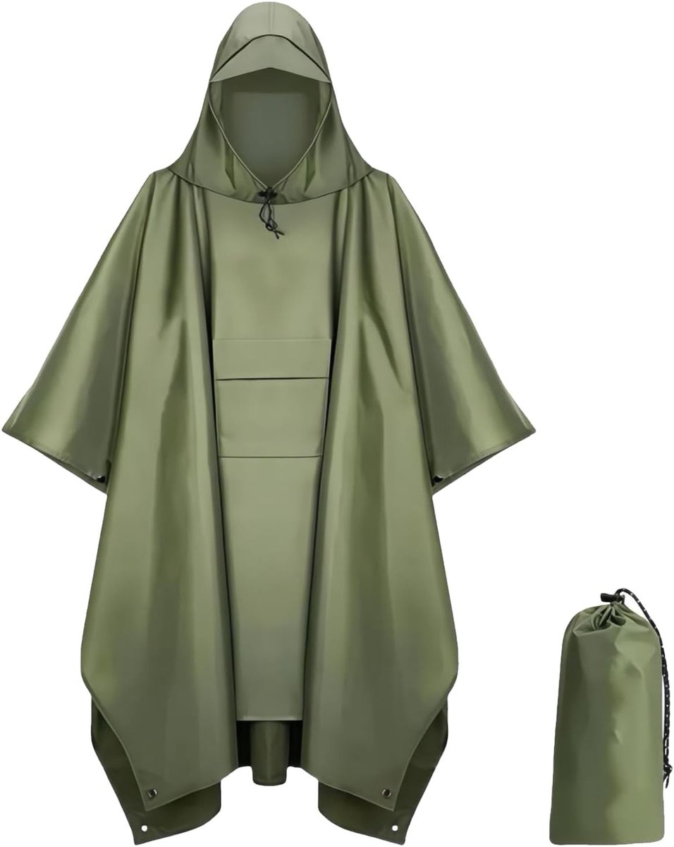 Unisex Fluffy Poncho voor Volwassenen - 3-in-1 Herbruikbare Rugzak voor Kamperen, Wandelen en Motorreizen - Waterdicht en Praktisch Accessoire