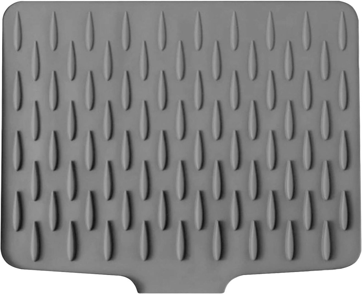 Afwasmat voor keuken aanrecht - Antislip en hittebestendige waterafvoer pad, 40 x 32,5 cm, Grijs, ideaal voor bescherming en onderhoud van je aanrecht